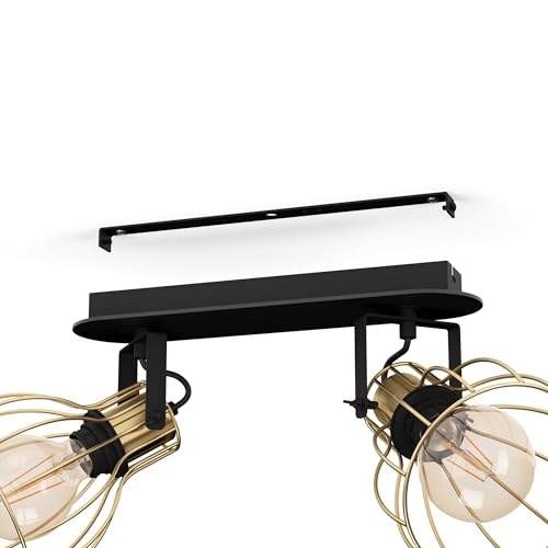 Lampe de plafond avec douille E27 rampe 2 spots orientables
