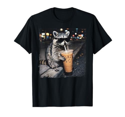 Funny Raccoon Drinking Iced Coffee Funny Animal Meme...