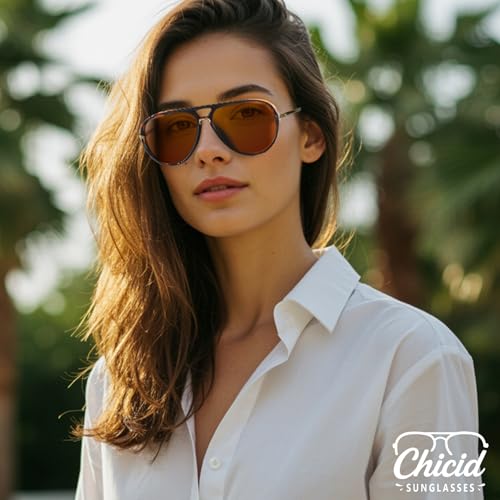 Chicid Aviator Sunglasses for Women Men, Tangle Free Classic UV400 Protection Trendy Shades Sun Glasses Frame2