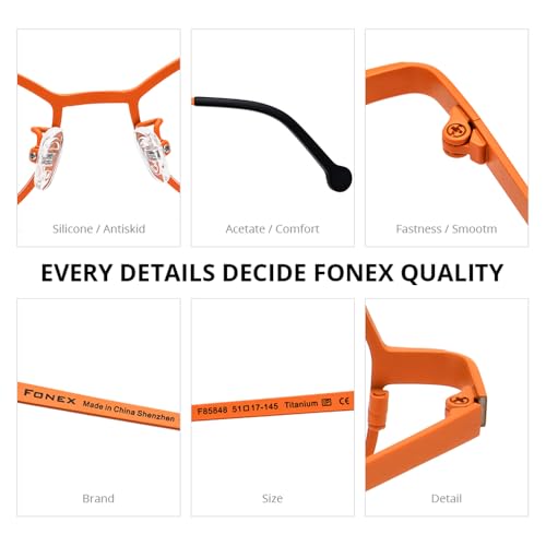 Image of FONEX Colorful Pure Titanium Glasses Frame Women Retro Round Eyeglasses