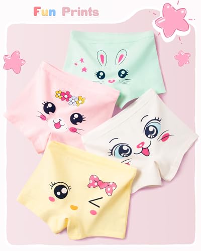 Adorel Mädchen Unterhosen Baumwolle Boxershorts Panty Unterwäsche 8er-Pack Katze & Häschen 116-122 EU (Herstellergröße L)