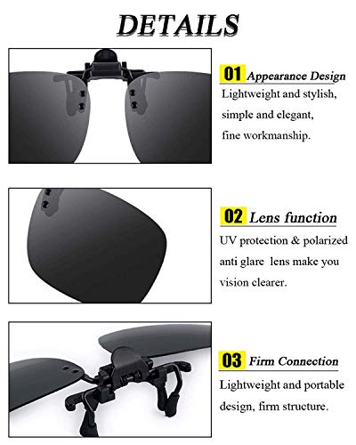 Polarized Clip-on Sunglasses 3 PACK Anti-Glare UV Protection Flip-up Sunglasses Over Prescription Glasses3