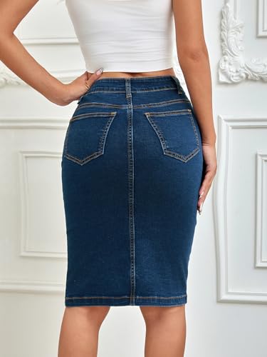 Denim Jean Pencil Skirt for Women Ruched Bodycon Skirt High Waisted2