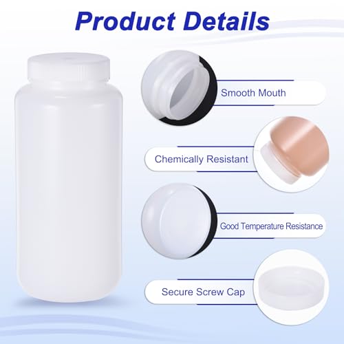 Bouteilles rondes à large ouverture hermétiques en HDPE pour stockage sûr - 4
