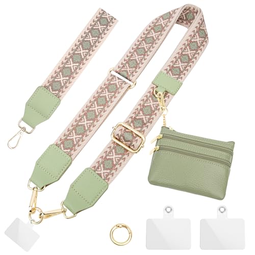 ONEKERUN Cordon Telephone Portable Cordon Tour de Cou Téléphone Universelle Cordon Coque Téléphone Bandoulière Réglable Dragonne de Telephone Portable,avec Portefeuilles & 2 Patchs