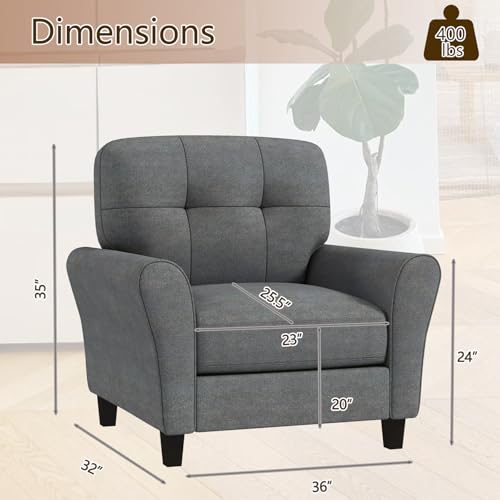 Sillón Diseño Medio Siglo Tela Gris miniatura 2