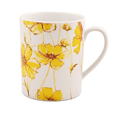 Image of Hitkari Potteries - White Garden Glory Porcelain Coffee Mug| for Morning & Evening Coffee,Tea | Set of 2 Pcs|350ml