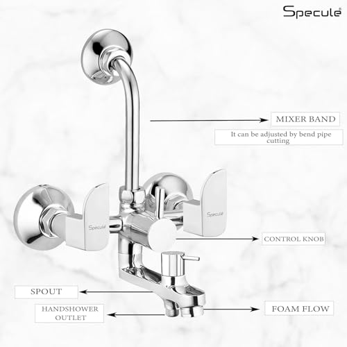 Image of Alive Series Brass, 3-in-1 Wall Mixer with 8 Inches Overhead Shower Set | Multi Flow Hand Shower Set | Mixer Tap For Bathroom | Mixer For Bathroom