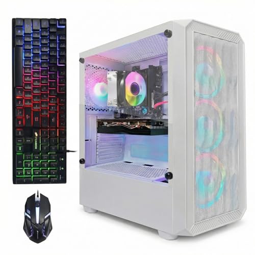 Image of STGAubron Gaming PC Desktop, AMD Ryzen 5 2600 up to 3.9GHz, Radeon RX 580 16G, 16G DDR4, 512G SSD, WiFi 6, BT 5.0, RGB Fan x 4, Windows 11 Home