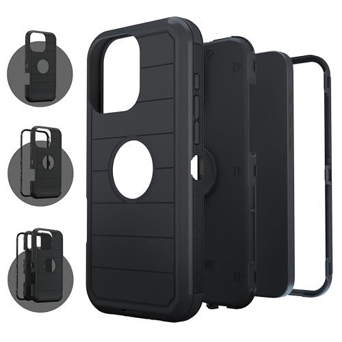Image of Pirum Protective Back Case Compatible for Apple iPhone 16 Pro MAX Cover PC + TPU Full Body Shockproof Drop Protection - Black
