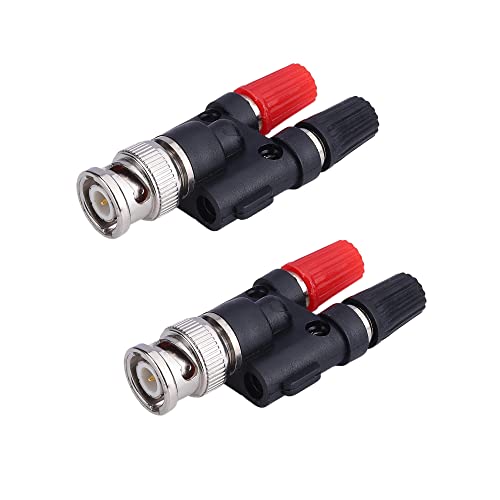 Image of MX BNC Male Plug to 2X 4mm Dual Banana Female Jack Socket Binding Post RF Coax Coaxial Splitter Connector BNC Banana Adapter for HF Radio Antennas Oscilloscope DVM (PACKOF2)