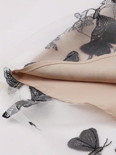 Women's Midi Tulle Skirt High Waist 3D Mesh Flower Embroidered Skirts Double Layered Tulle Skirt4