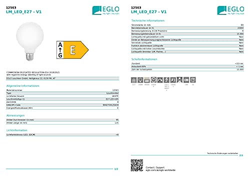 EGLO Leuchtmittel LED Milky Lampadina, Bianco