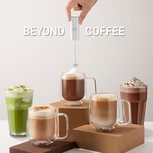 Image of Mini & Mighty Milk Frother Wand - Powerful Handheld Coffee Frother, Battery Operated Drink Mixer - Compact Pocket Size - Detachable Whisk for Latte, Cappuccino, Matcha, Hot Chocolate
