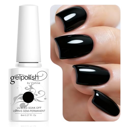 Vishine Smalto Semipermente per Unghie in Gel UV LED Smalti per Unghie Nero Colori per Soak Off...