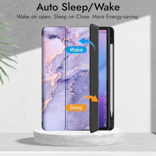 Image of Robustrion Case for Lenovo Idea Tab Pro 2nd Gen 13 inch Cover Case with [Pencil Holder] [Soft Flexible Case] for Lenovo Idea Tab Pro Gen 2 Cover Case 13 inch [Auto Sleep Wake Support] - Marble Lilac
