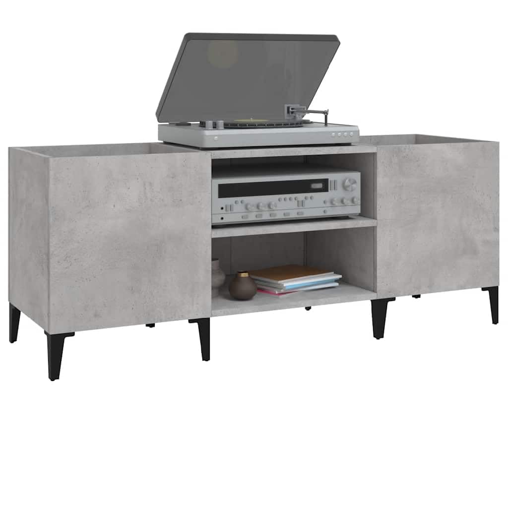 Armadietto per dischi in vinile, 121 x 38 x 48 cm, in legno con gambe in metallo, per LP e dischi in vinile, utilizzabile come mobile per TV o ausilio