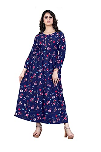 Image of H.E HAMZA ENTERPRISER Printed Crepe Material Brown Western Dress For Women