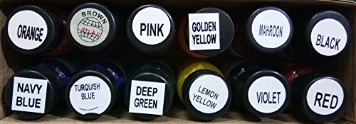 Atlas Colours Pigment Acryamine Dyes,for Block & Screen Printing, Multicolor Set of 12, 20 Ml Each Bottle with Binder 500 ml & Acrafix