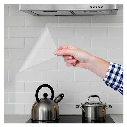 Wallpaper Kitchen Oil Proof Wall Stickers, 42 x 300 cm Clear Wall Protector Self Adhesive Film, Wallpaper Wall Tile Stickers for Kitchen, for Kitchen Dining Room Wood Countertop Cupboard Walls