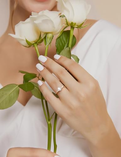 Promise Rings for Her Oval Engagement Rings for Women Dainty Gold/Silver/Rose Ring Waterproof Jewelry Gifts for Women Size 5-102