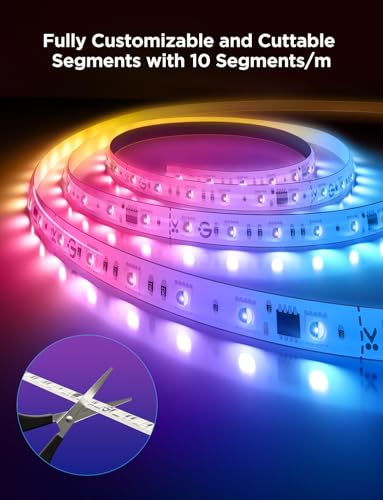 Govee Smart RGBIC 2 Pro LED Strip 5M Works with Alexa and Google Assistant Color Changing LED Lights for Bedroom Closet Party Decoration