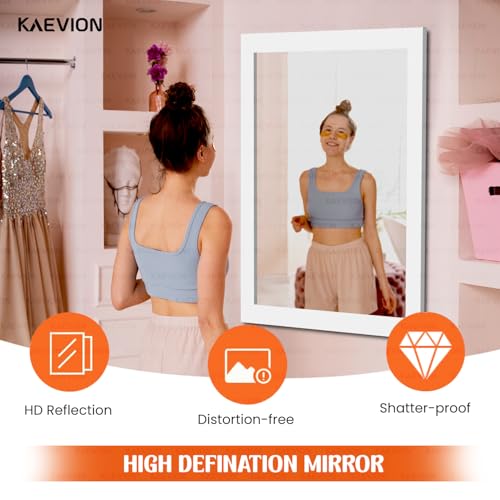 Image of kaevion Wall Hanging 2ft White Water Proof PVC Framed Mirror |Wall Mirror for Bedroom or Bathroom |Home Decor Wall Mounted for Bedroom Living-Room Vanity Farmhouse| wash Room Mirror for Wall