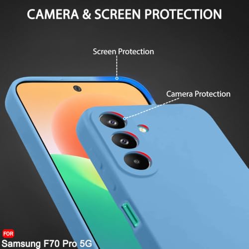 Image of TheGiftKart Genuine Liquid Silicone Back Cover Case for Samsung Galaxy F70 Pro 5G | Soft Micro-Fibre Lining Inside | Camera Protection Bump | Shockproof Back Cover Case (Silicone, Light Blue)