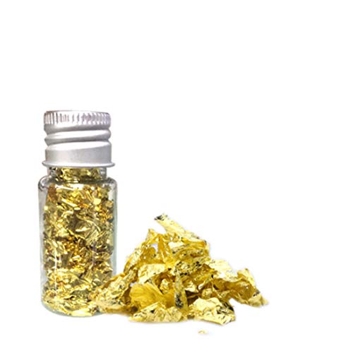 1 Bottle Gold Foil Flakes,Gold Leaf Flakes for Resin,Gold Foil for Nails,Metallic Imitation Gold Foil Flakes for Gilding, Painting Arts, Crafts Nails and DIYs,Furniture Decoration