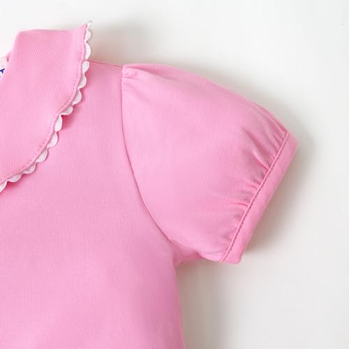 Image of 12M-14Y Toddler Baby Girls Peter Pan Collar Blouse Kids Girl Solid Color Puff Sleeve T-Shirts Casual Tee Tops