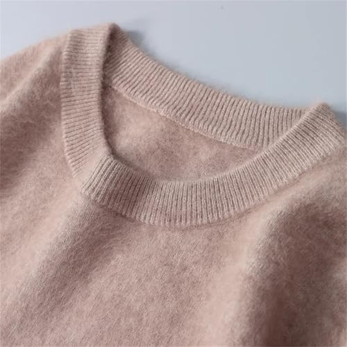 ERFMFKL Men's Loose Solid Color Pullover Long Sleeve Thick Round Neck Knitted Sweater2