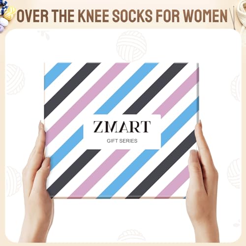 Image of Zmart Women's Striped Thigh High Socks - Long Over the Knee Socks for Teens and Women