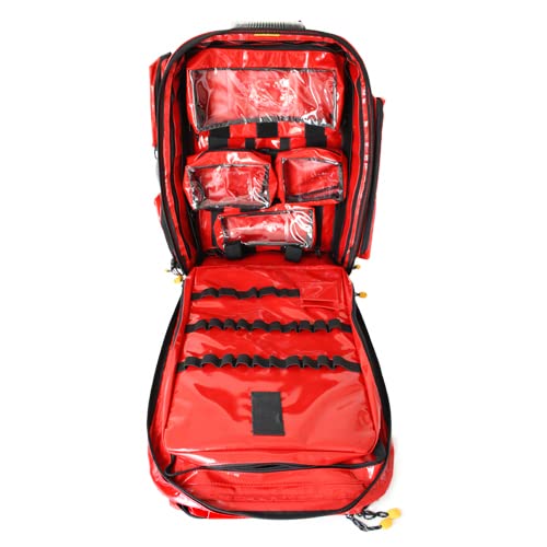 Notfallrucksack PROFI RED - Extensive XL inkl. Modultaschen - LEER rot aus Plane
