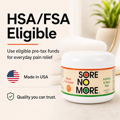 Image of Sore No More Arthritis Pain Reliever Cream - Targeted Warm Relief for Back, Neck, Hands & Feet - Soothing & Fast-Acting Formula for Aches and Pains - Non-Greasy with Orange Aroma - 8 oz