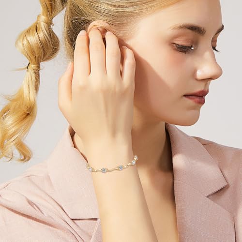 4mm Moissanite Link Bracelet for Women, 3.0cttw D Color VVS1 925 Sterling Silver Adjustable Dainty 10-Stones Bracelets for Wife Mom Birthday Jewelry Gifts2