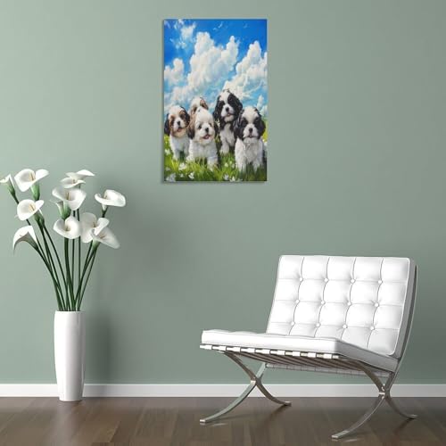 Affiche pékinois tableau sur toile pour décoration murale maison