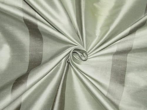 Soie Dupion 100% au mètre rayures menthe poudrée tissu haute couture