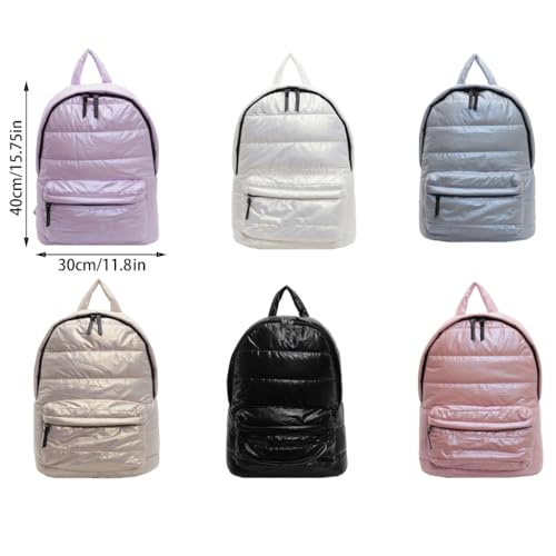 Mochila acolchada beige de gran capacidad para viajes y escuela de mujer 3