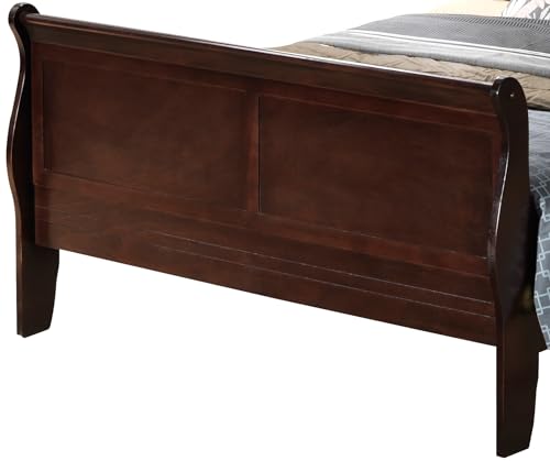 Louis-Philippe-Panel-Sleigh-Bed-with-Wood-Trim-Full-Cappuccino Louis Philippe Panel Sleigh Bed with Wood Trim Full Cappuccino
