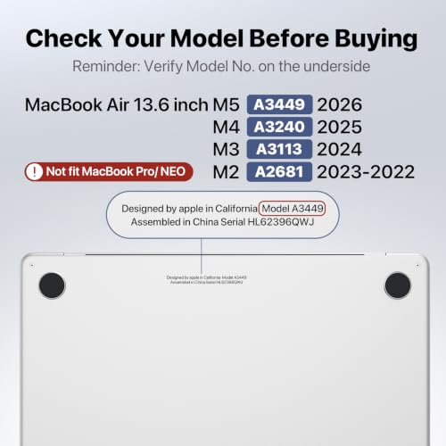 Image of Soonjet Compatible with MacBook Air 13 inch Case M5 M4 M3 M2 2026-2022 | Matte Clear, Prism Pattern, Fingerprint & Scratch Resistant, Protective Hard Shell, Ultra Thin Cover, A3449 A3240 A3113 A2681