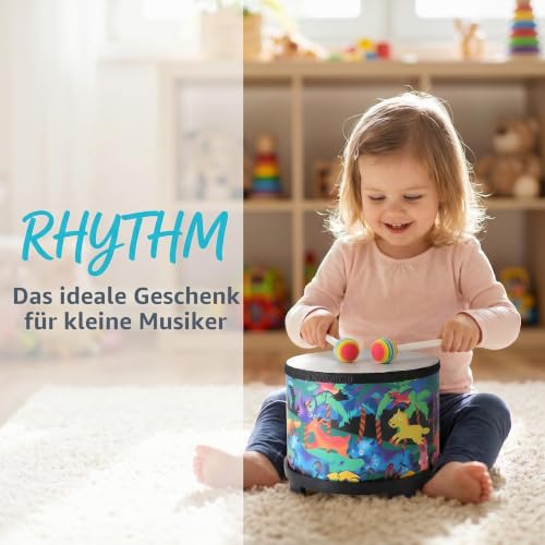 Floor Tom Trommel 25,4 cm Percussion Montessori Percussion Instrument Musiktrommel mit 2 Schlägeln Besonderes Weihnachten Geburtstag Geschenk (8inch Forest)