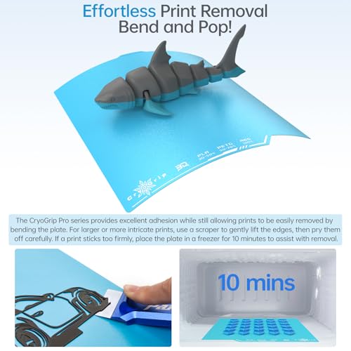 Image of BIQU Cryogrip Pro Frostbite Cold Build Plate Compatible with ELEGOO CC /CC 2 3D Printers 260x283MM Centauri Carbon Build Plate Double-Sided Upgrade Room Temperature Print Removable Surface Platform