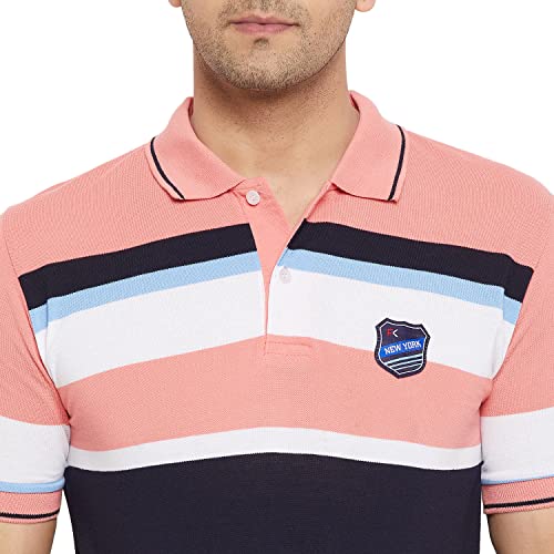Image of First Krush Men's Half Sleeve Polo Neck Striper T-shirt-RSFPKTS-01