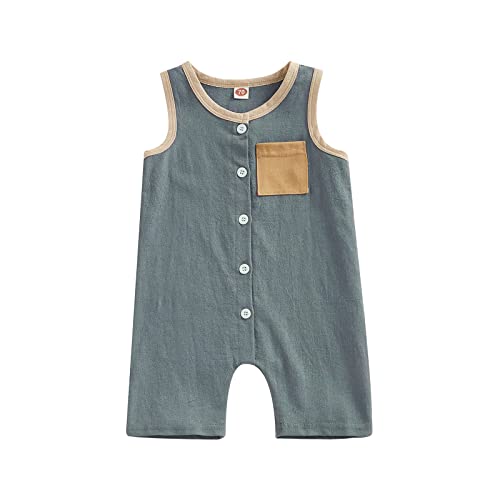 Image of CIYCUIT Newborn Baby Boy Girl Romper Clothes Infant Solid Ribbed Onesie Bodysuit Jumpsuit Outfits