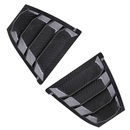 2PCS リアサイドウィンドウトリムスポイラー バックウィンドウシャッターカバー ルーバー エアベント MAZDA 3 アクセラ 2014 2015 2016 2017 2018 対応(Carbon Fiber Look)