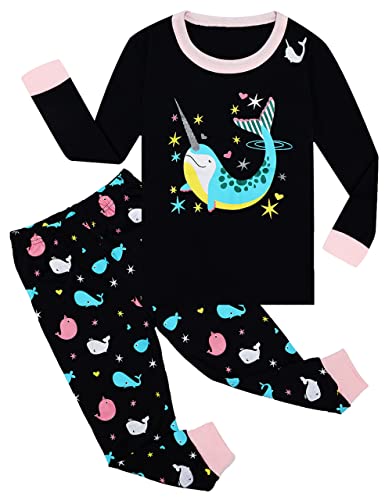 Qtake Fashion Girls Pajamas Toddler Pjs Set 100% Cotton Kids Sleepwear 2 Piece Child Clothes Size 2-12 Years