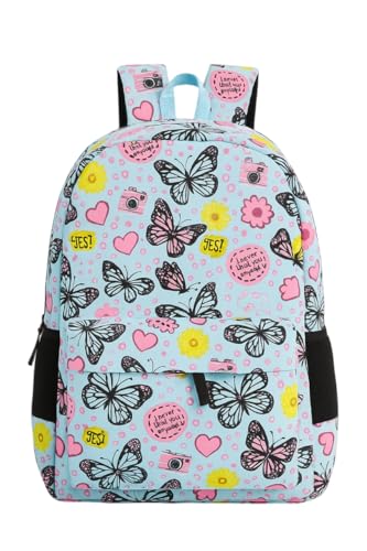 NISHI - Kids Backpack Waterproof Backpack, Girls & Women Stylish Trendy College, School & Casual Daypacks Bag (Multi Butterfly)