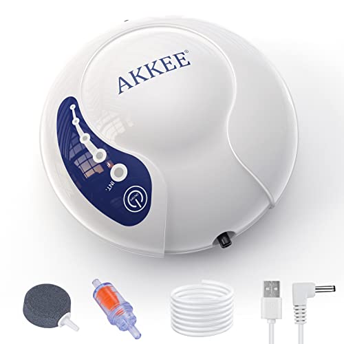 AKKEE Ossigenatore Pesca Rechargeable 1.5L/Min , Ossigenatore per Acquario Silenziosa a Risparmio Energetico, 2000mAh Batteria Pompa con Pietra Bolla, Areatore Acquario per Acquario Fino a 100L, 1.5W - Image 3