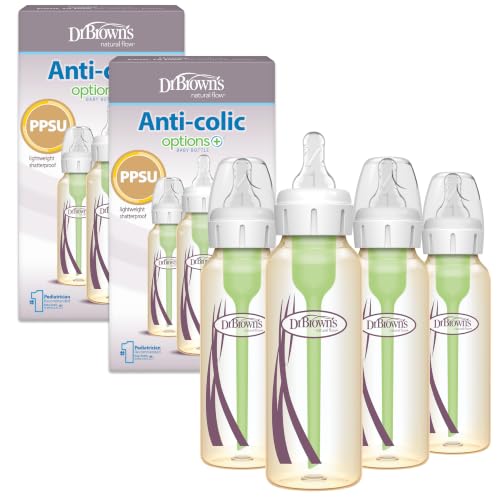 Dr. Brown's Anti-Colic Options+ Narrow PPSU Baby Bottle, 8 oz, 4-Pack - image 1