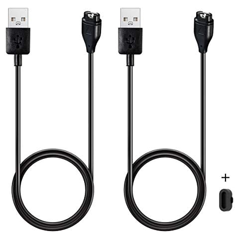 Kissmart Charger for Garmin Instinct, Instinct 2, Instinct 2S, Instinct 2X, Replacement Charging Cable Cord Plus a Black Silicone Charger Port Protector Anti Dust Plug (2 Pack) Cover